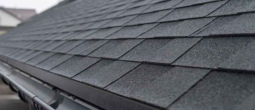close up view of new asphalt roofing