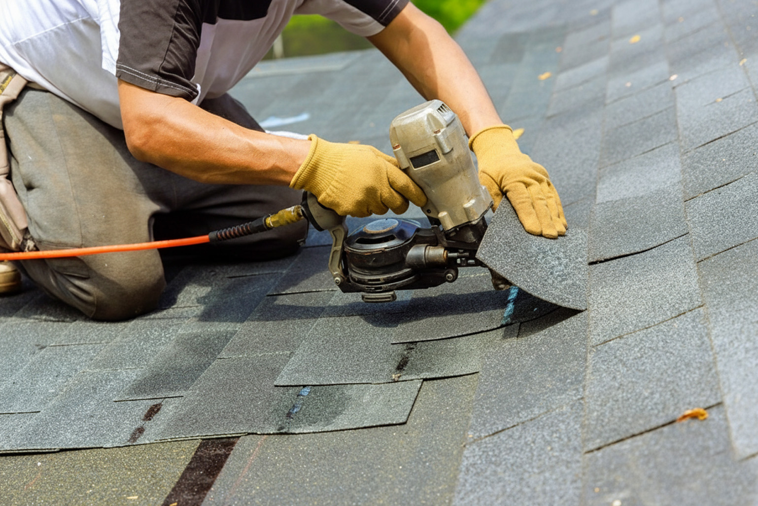 our roofer repairing a roof in springfield va